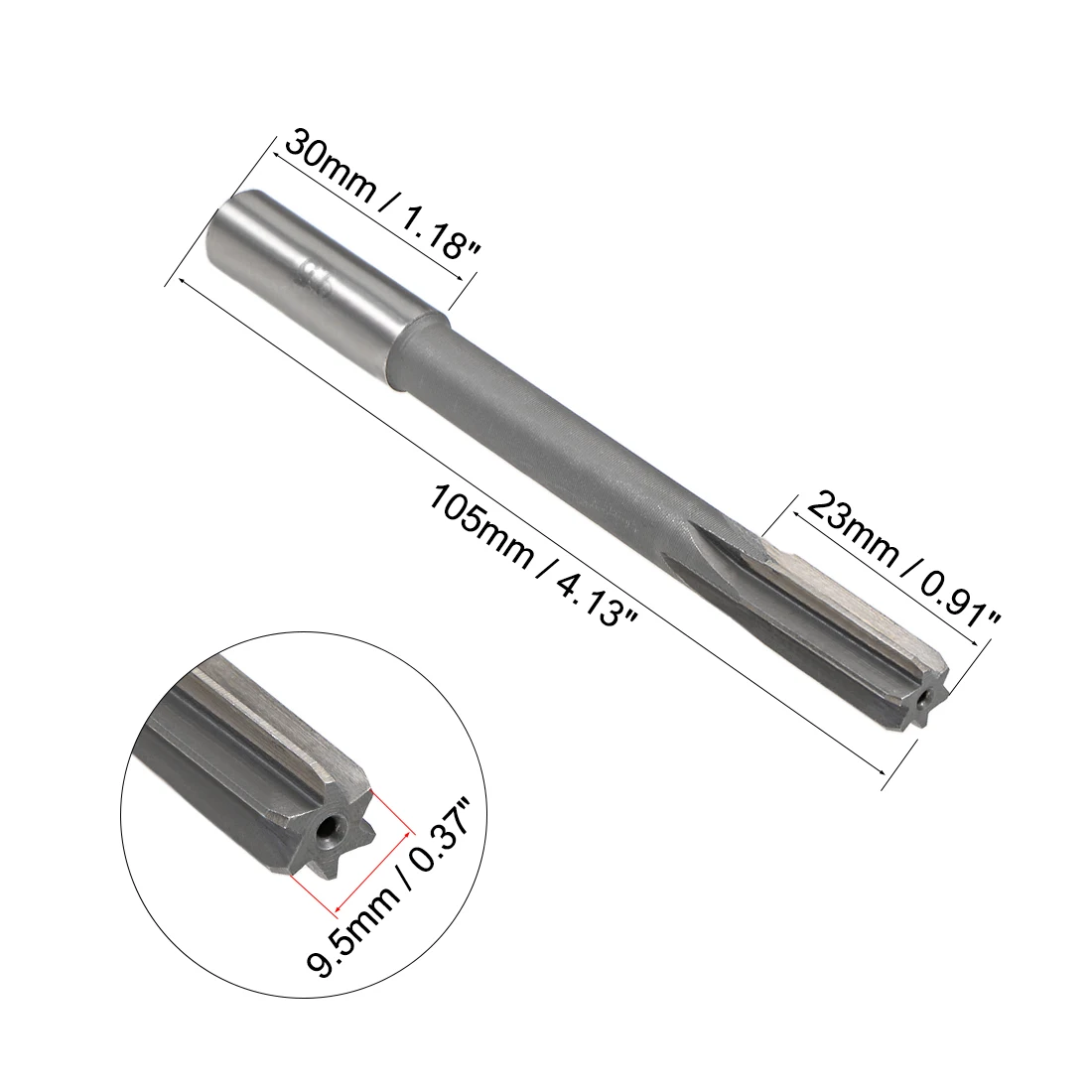 uxcell 9.5mm Chucking Reamer HSS H8 6 Straight Flutes Machine Milling Cutter Tool