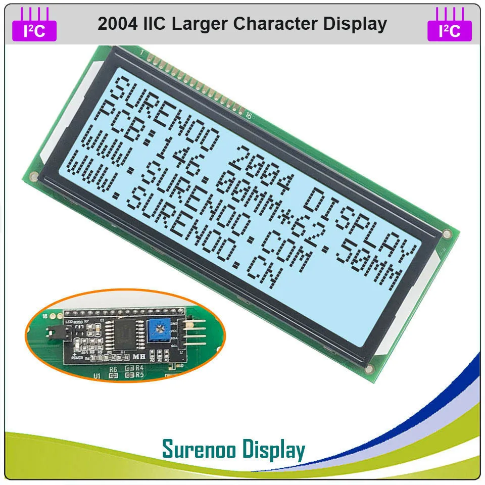Последовательный IIC / I2C TWI 2004 204 20*4 большой символьный ЖК модуль дисплей желтый