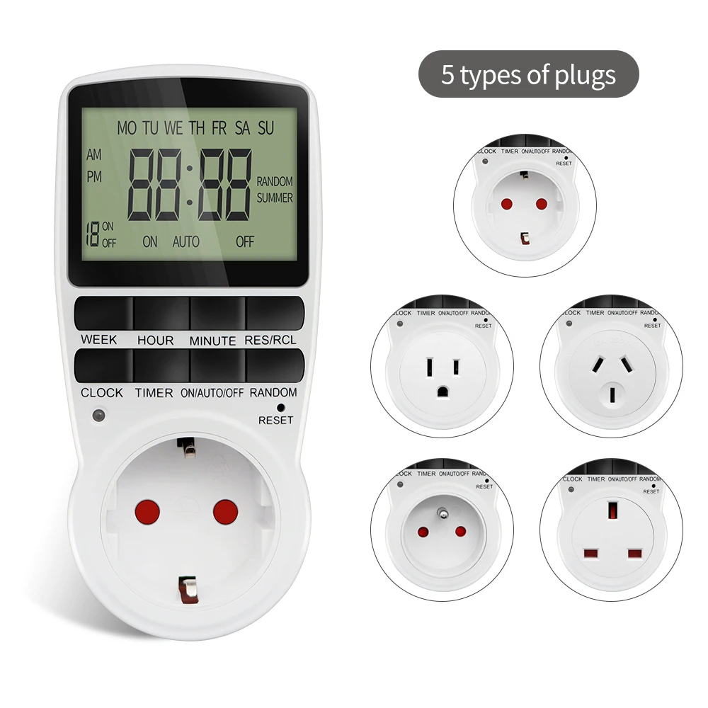 Electronic Digital Timer Switch EU FR BR Plug Kitchen Timers 230V 7 Day12/24 Hour Programmable Control Timing Socket Outlet 2