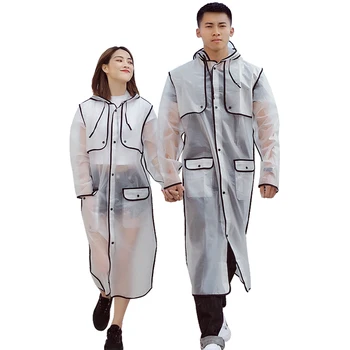 

Clear Pvc Raincoat Transparent Women Waterproof Rain Poncho Rain Gear gabardina hombre Women Rain Coat Hooded LZG269