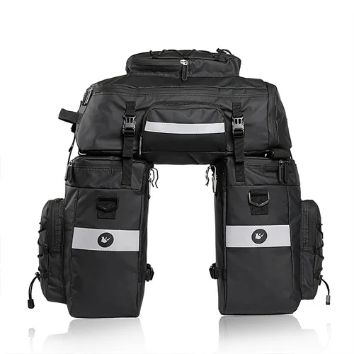WEST BIKING 3 in 1 Cycling Backpack Handbag Trunk Bags for Bicycle Carrier Bag Waterproof 75L MTB Bike Travel Rear Seat Bags - Цвет: Black