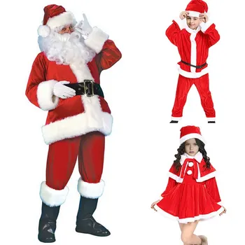 

Christmas Santa Claus Costume Cosplay Santa Claus Clothes Fancy Dress In Christmas Men 7pc/lot Costume Suit For Adults