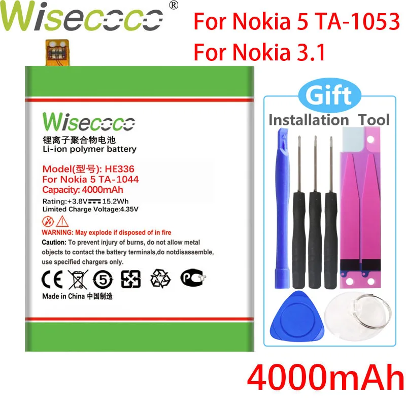 WISECOCO HE321 HE336 батарея для Nokia 5 3 1 с двумя сим-картами (TA-1053 DS) TA-1044 Мобильный телефон +