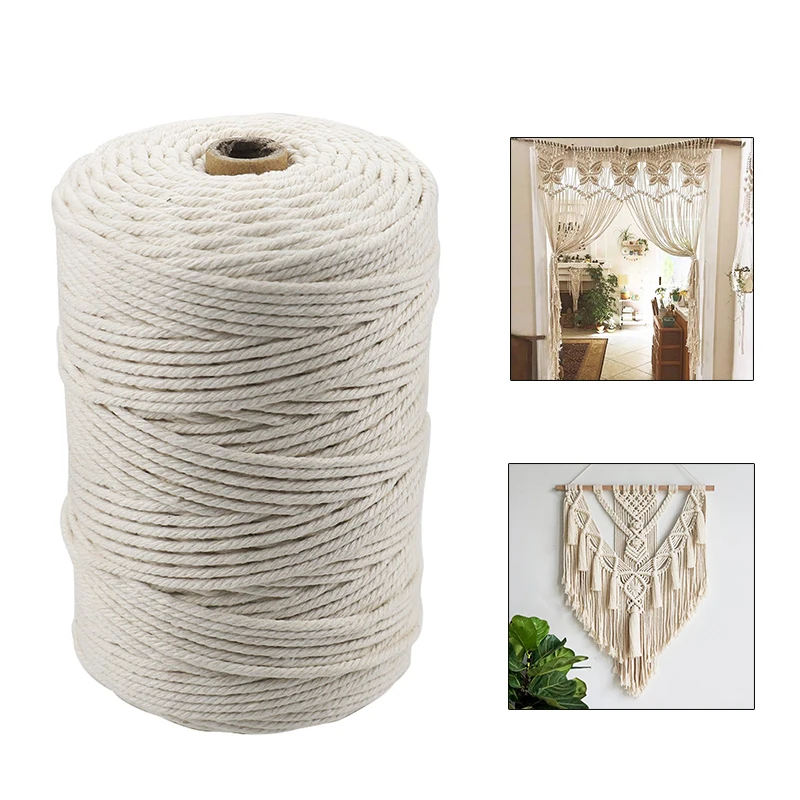 5mm*50m Macrame Rope Cotton Twisted Cord Hand Craft String DIY Home Decor 