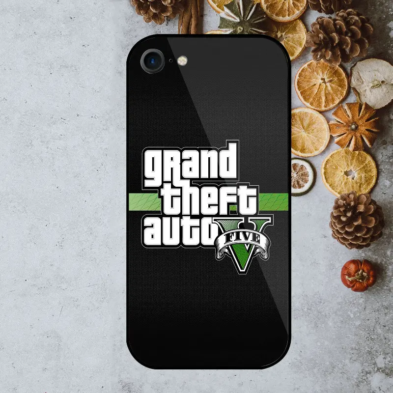 Tempered Glass Mobile Phone Cases for iPhone 5 5S SE X XR XS Max 10 7 6 6s 8 Plus Shell Bags Grand Theft Auto GTA