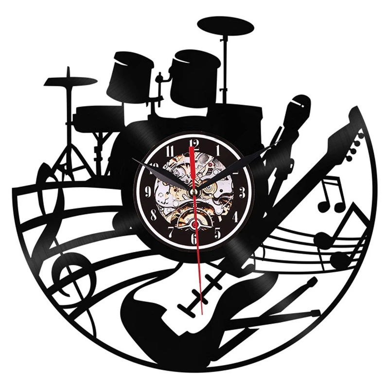 

Guitar Wall Art Wall Clock Musical Instrument Home Interior Wall Decor Vinyl Record Wall Clock Rock N Roll Musical Gift