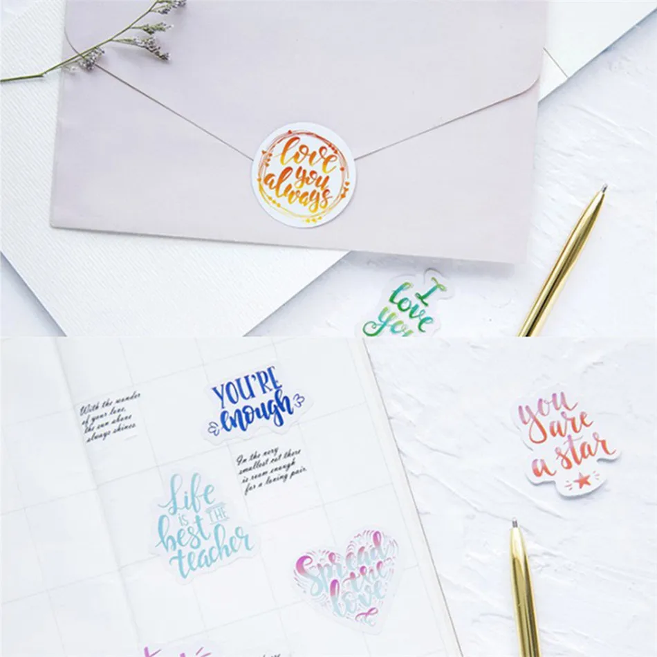 45pcs/box Butterfly Plant Letter Totem Memo Stickers Pack Posted It Kawaii Planner Scrapbooking Stickers Stationery School