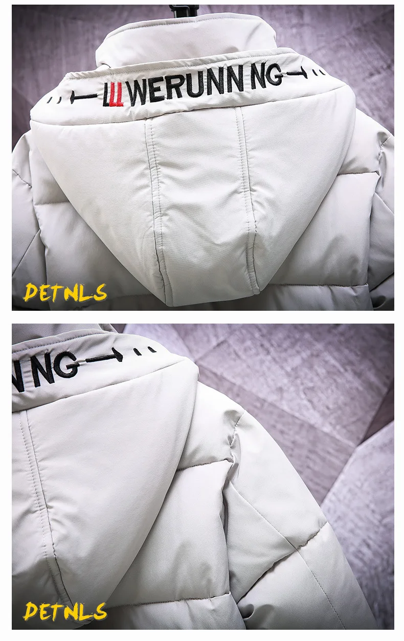 Winter MEN'S Wear Long Sleeve Hooded Thick Workwear Cotton-padded Clothes Fashion Teenager Students Slim Fit Embroidery Warm Cot
