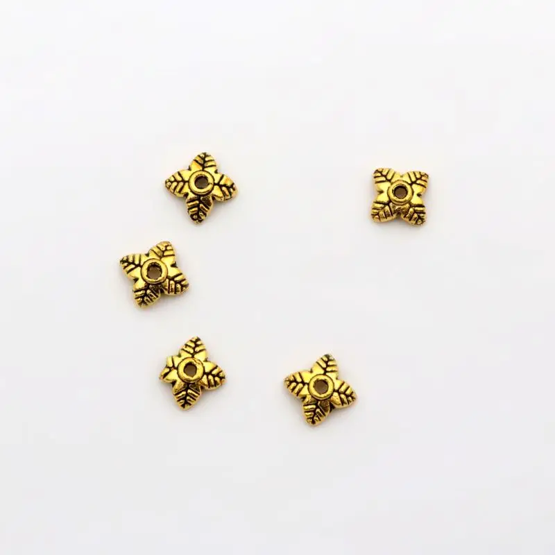100 Stück 4 Blütenblätter Blatt Blume Lose Sparer End Bead Caps für Schmuckherstellung Finden Diy Beadworks Zubehör Komponente Großhandel – Detail 3