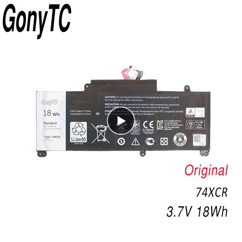 GONYTC 74XCR 3 7 в 18wh новый оригинальный аккумулятор для ноутбука 074XCR Venue 8 Pro (5830) Tablet