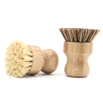 

cleaning brush sisal palm bamboo short handle round pot Kitchen brush dish brush dish brush