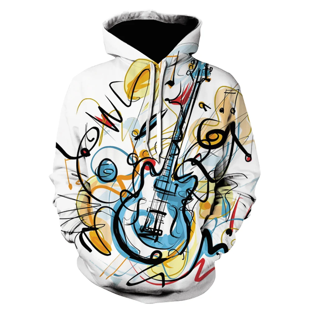 

2021 Cartoon Guitar 3D Printing Hoodie Hip Hop Cool Hoodies Casual Fashion Sweatshirt Men/women Harajuku Caot