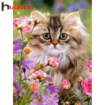 

Huacan Diamond Painting Cat With Round/square Rhinestones Full Diamond Embroidery Animal New Arrival Diamond Mosaic Home Decor