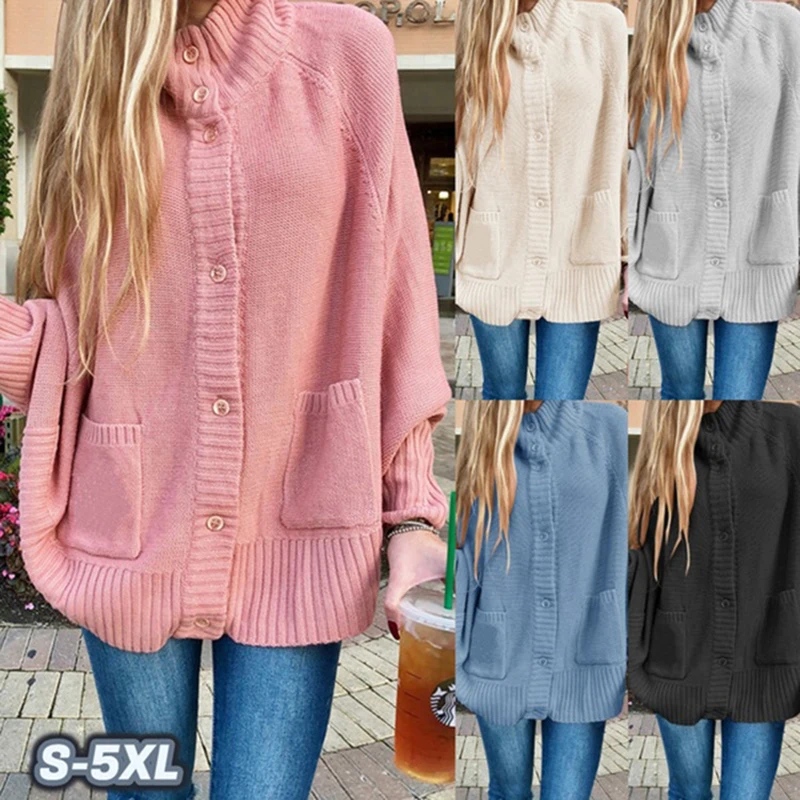 

2019 Fashion Basic Women Knitted Cardigans Tide Solid Loose Casual Long Sleeve Elegant Sweaters Coat Female Sweaters S-5XL