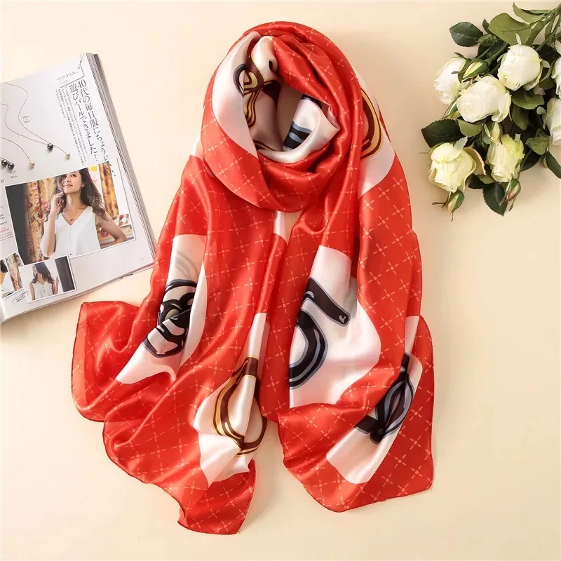 Китайский новый стиль 2019 женские осенние и зимние модные мягкие шелковое кашне женские шарфы с принтом большой платок пляжный