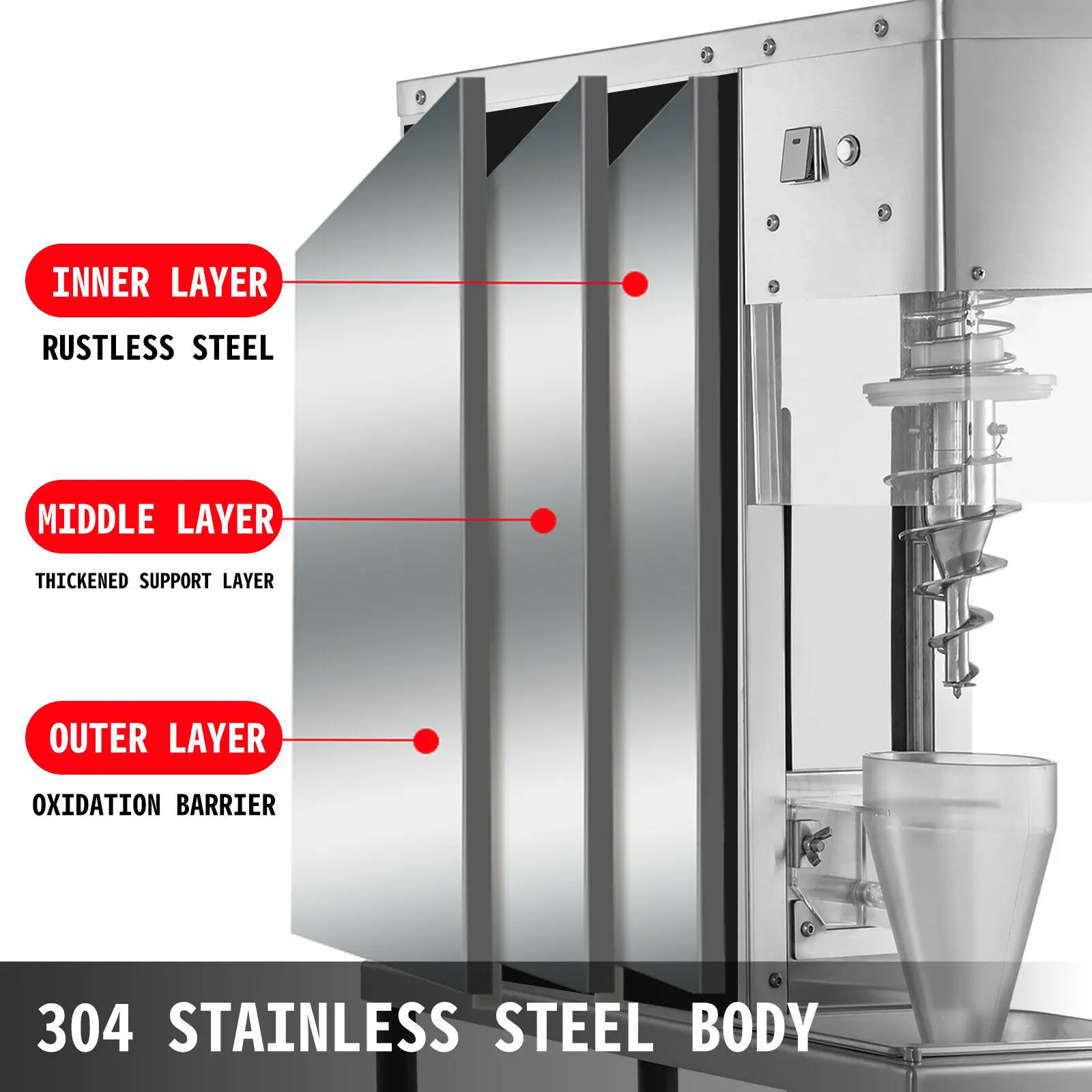 VEVOR Frozen Yogurt Blending Machine Fridge to Make Milkshake Ice Cream Mixing Stainless Steel Commercial Granizing Equipment 2