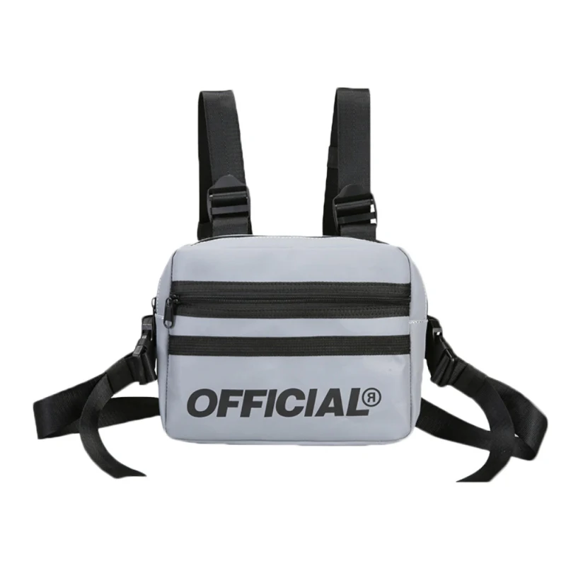

Fashion Street Style Creative Reflective Chest Bag Multi-function Vest Chest Rig Bag Hip-Hop Style High Quality Waist Pack