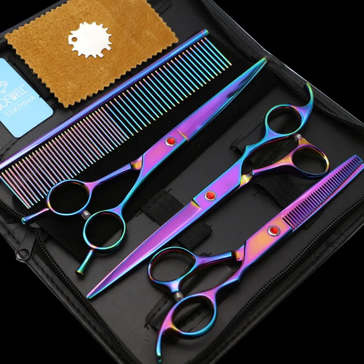 

Top Grade Color Pet Hairdressing Scissors Colorful Pet Bending Shear 5-Piece Set Quality Reliable a Generation of Fat