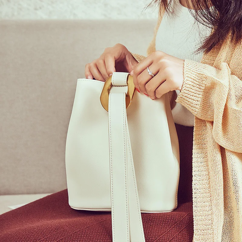 Luxury Women Handbags Designer Genuine Leather Ladies Bucket Shoulder Bag High Quality Casual Female Clutch Crossbody Bags Purse