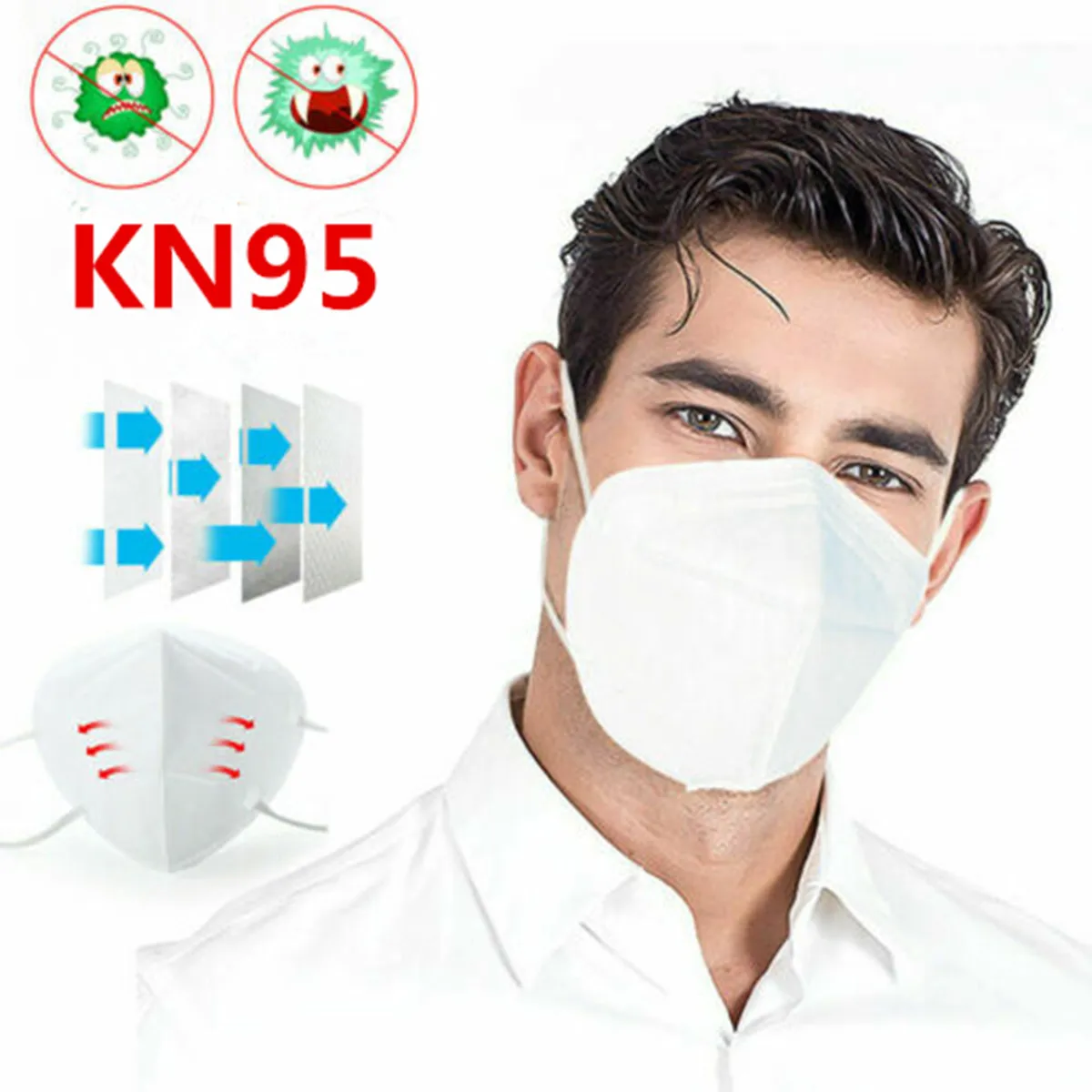 

2Pcs KN95 N95 FFP2 4-Layer Safety Protective Mouth MaskAnti Particulate Respirators Face Mask Breathable Anti-Dust Filter Masks