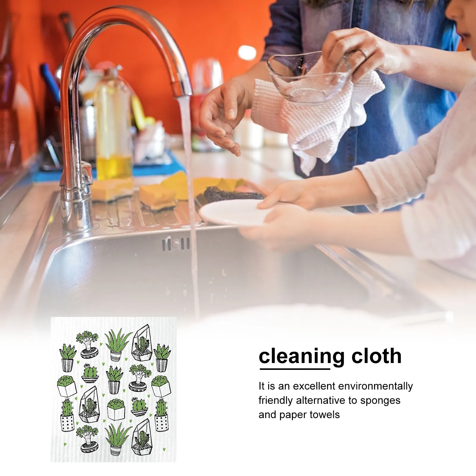 

6PCS Cute Cactus Dish Towels Reusable Wood Pulp Dish Cloth Super Absorbent Dishcloths Hand Towel Kitchen Cleaning Cloth