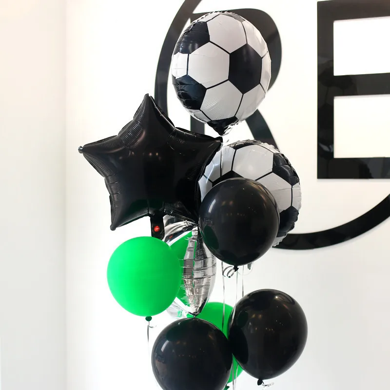 12 шт. 18 дюймов зеленый Футбол футбол тема вечерние Декор круглые шары черный, белый цвет воздушные шары для мальчиков для дня рождения, игрушки, принадлежности для вечеринок