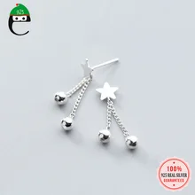ElfoPlataSi 925 Твердое Настоящее Стерлинговое Серебро S925 Star Link бисер шпилька серьга для женщин и девушек хорошее серебряное ювелирное изделие подарок ED81