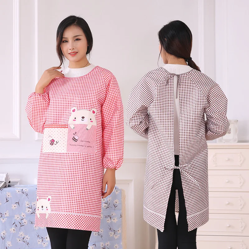 Кухонный Фартук противообрастающий милый халат с длинными рукавами для взрослых