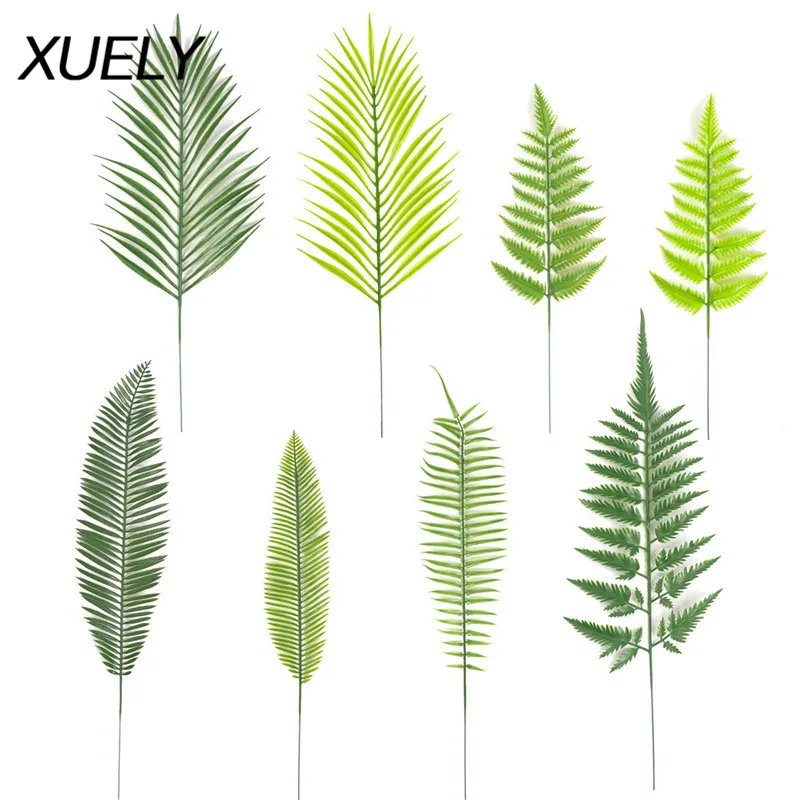 

5PCS Green High-Quality Fake Leaf Artificial Tropical Palm Leaves DIY Plant Home Party Wedding Flower wall Decoration Supplies