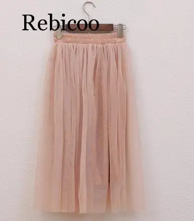 Rebicoo мульти Цвет 3 слоя Винтаж Модные женские длинные фатиновые однотонные многослойные юбки из сетчатой ткани с коротким и широким подолом, мини-юбка, юбка-пачка, юбки