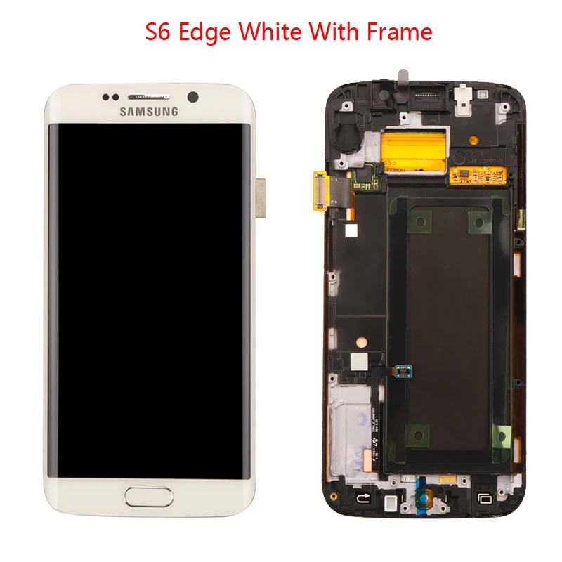 5,1 ''lcd Super AMOLED дисплей для SAMSUNG Galaxy s6 edge дисплей G925 G925F ЖК дигитайзер сборка с рамкой - Цвет: White with Frame