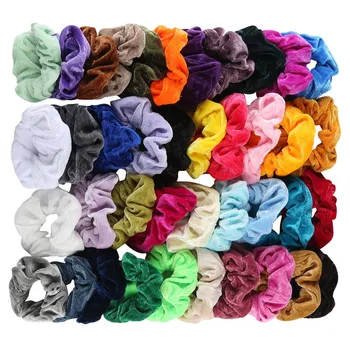 

40 Pcs Velvet Scrunchies Hair Ring Rope Elastic Lady Ponytail Holder Girls Hair Accessories J4
