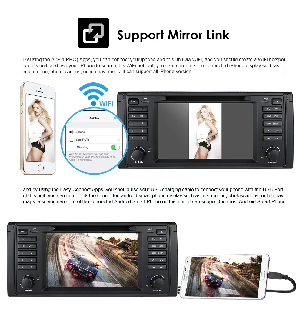 DSP IPS 4G android 9.0 car multimedia player for BMW 5 Series E39 1996-2003 X5 E53 2000-2007 M5 199
