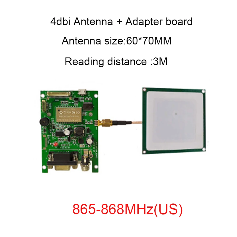 FONKAN 860-960 МГц Полнодиапазонный USB и последовательный порт TTL3.3V RFID UHF Development kit модуль для Android и оконной системы - Цвет: 4dbi antenna MHz(EU)