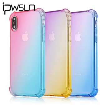

iPSWOO Transparent Gradient Phone Case For iPhone 11 Pro Max X XS XR Xs Max Cases For iPhone 6 6s 7 8 Plus Shockproof Cover
