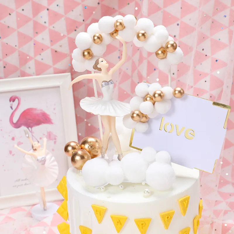 Красный золотой белый хлопок Шар АРКА тема Топпер для торта «С Днем Рождения» девочка принцесса торт украшения вечерние принадлежности Детские сувениры