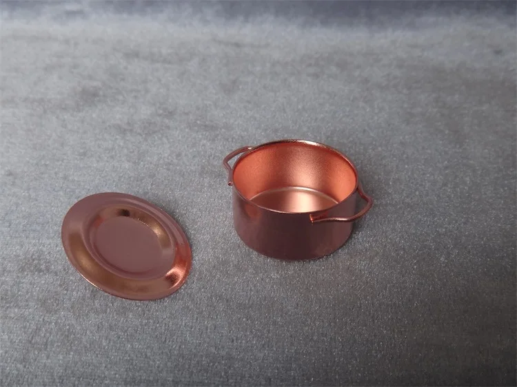 1:12 Dollhouse Mini Kitchen Scene Model Accessories Copper Metal Stew Pot Dual Handle round Cans