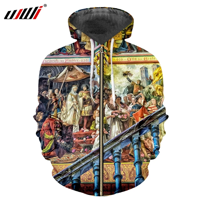 

UJWI Men's 2020 New Home Outwear Zip Hoodies 3D Printed church Plus Size 5XL Costume Men Autumn Zipper Sweatshirts