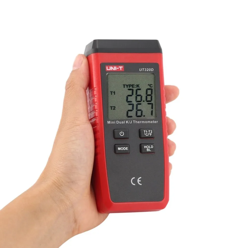 UNI-T UT320A UT320D термометр K/J Тип двухканальный цифровой термопара термометр ручной измеритель температуры с датчиком зонда