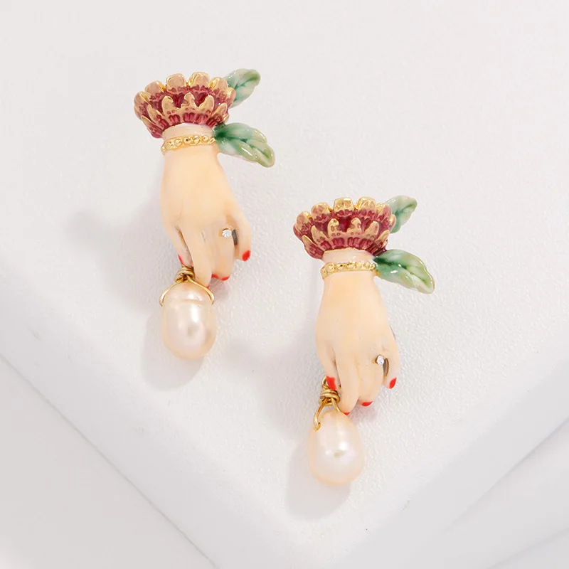 Pendientes de cerámica esmaltada para mujer, aretes perlas de mano, tendencia 2021, regalos|Aretes| - AliExpress