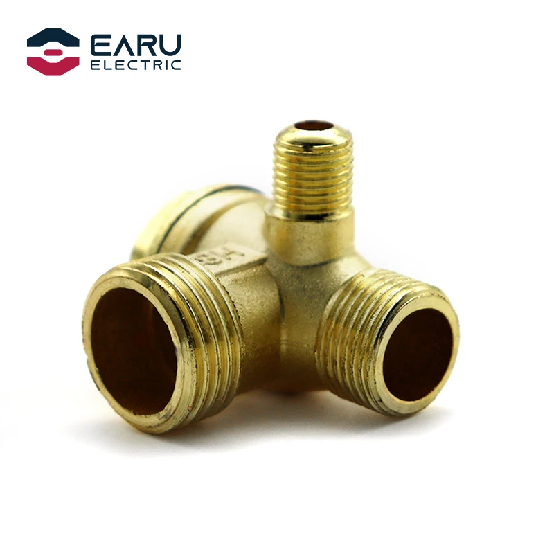Copper Tone 3-way Air Compressor Fittings Threaded Check Valve 
