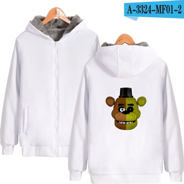 Fnaf зимняя толстовка с капюшоном Five Nights At Freddy's Флисовая теплая куртка утепленное пальто толстовка с капюшоном с мультяшным медведем FNAF одежда унисекс - Цвет: white