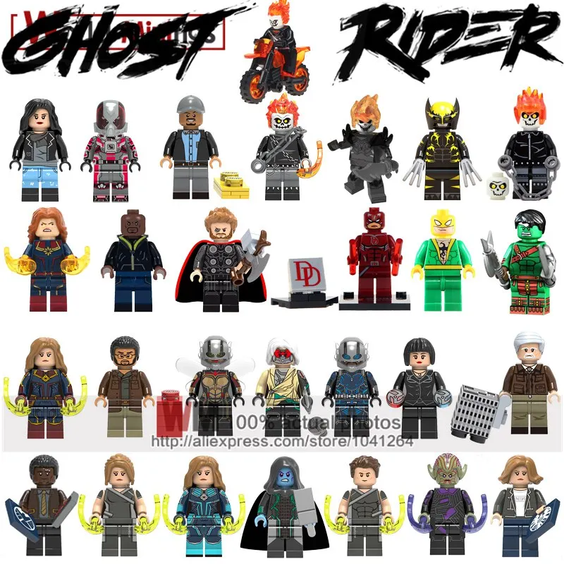 

Single WM298 Ghost Rider With Motorcycle Marvel Avengers Super Heroes Building Blocks Toys for Children