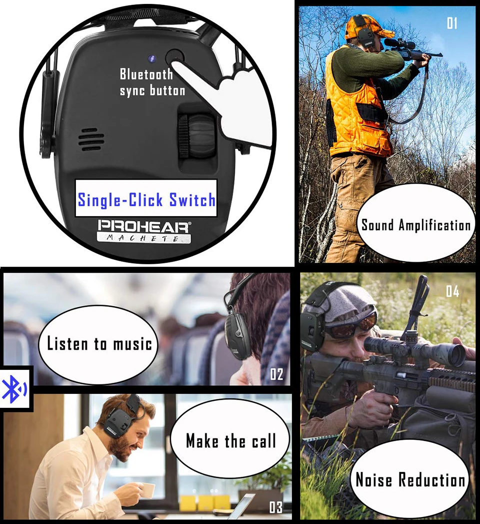 Electronic Bluetooth Earmuffs Shooting Ear Protection Earmuffs Noise Reduction Sound Amplification Hearing Protector electronic earmuffs