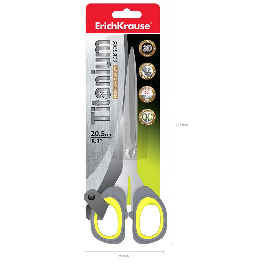Ножницы ErichKrause Titanium 20.5см (в блистере по 1 шт.)|Ножницы| |