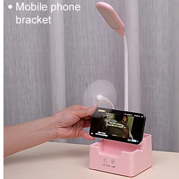 

Fan pen tube lamp Rechargeable LED table lamp with fan touch, dimmable table lamp eye protection lamp pen holder fan