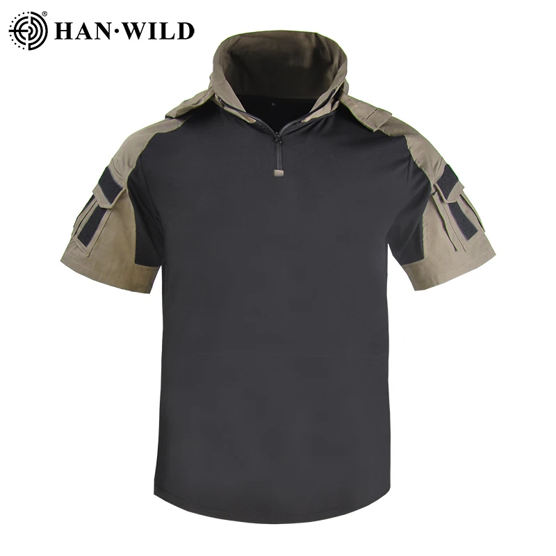 Men's Shirt Tactical T-shirt Safari Combat Shirts Hooded Men Clothing Hunting Clothes Camping Hiking Tees Wear-resistant sport t shirt