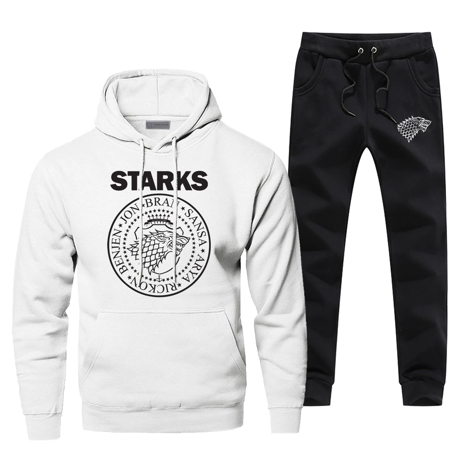 Спортивный костюм «Игра престолов», Домашняя толстовка STARK, брюки, комплекты, Мужская модная толстовка, Мужская Флисовая спортивная одежда Harajuku, уличная одежда