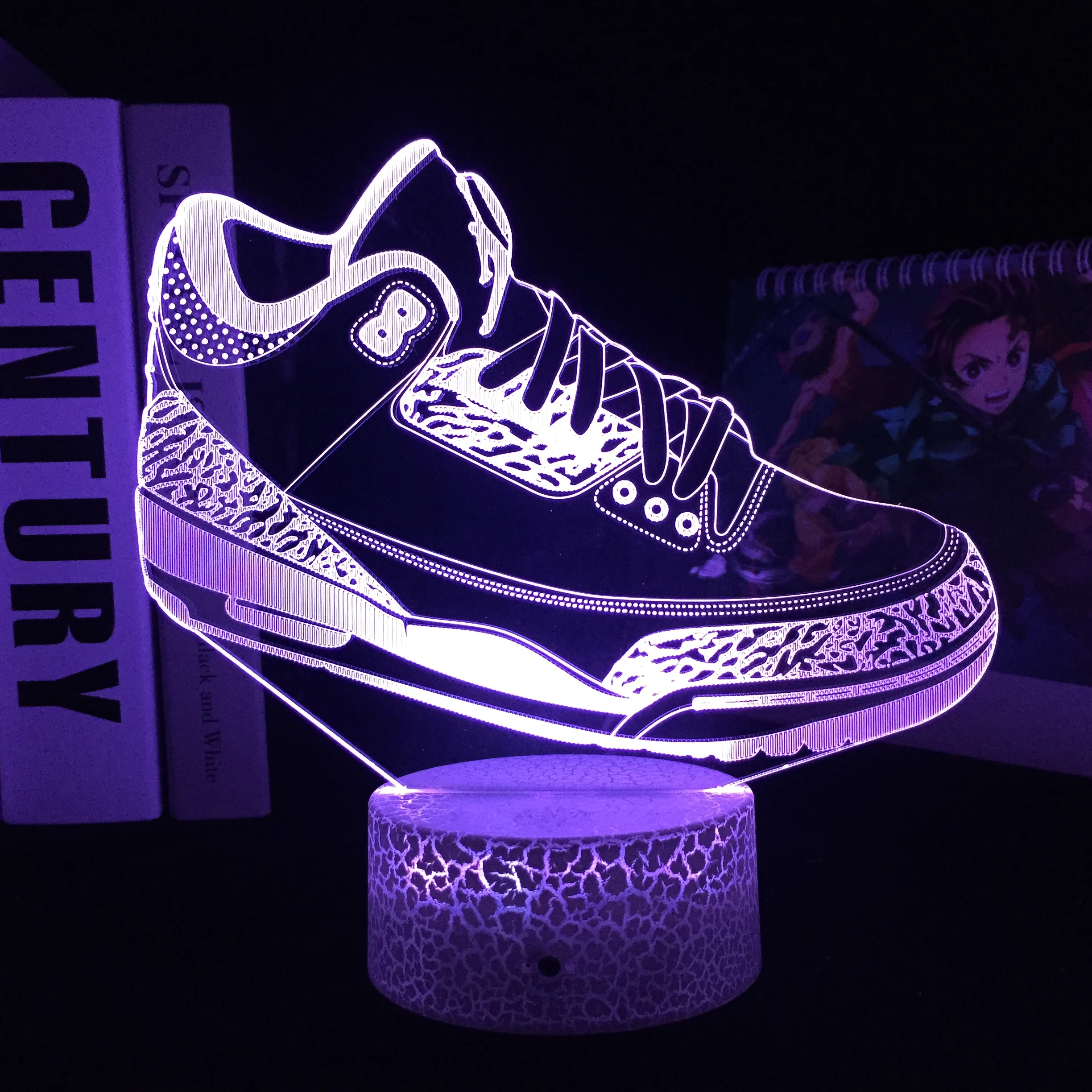 Shoes With Number 8 3D LED Lamp Visual Illusion White Cracked Base Acrylic Light Guide Plate for Couple Festival Birthday Gifts | Лампы и