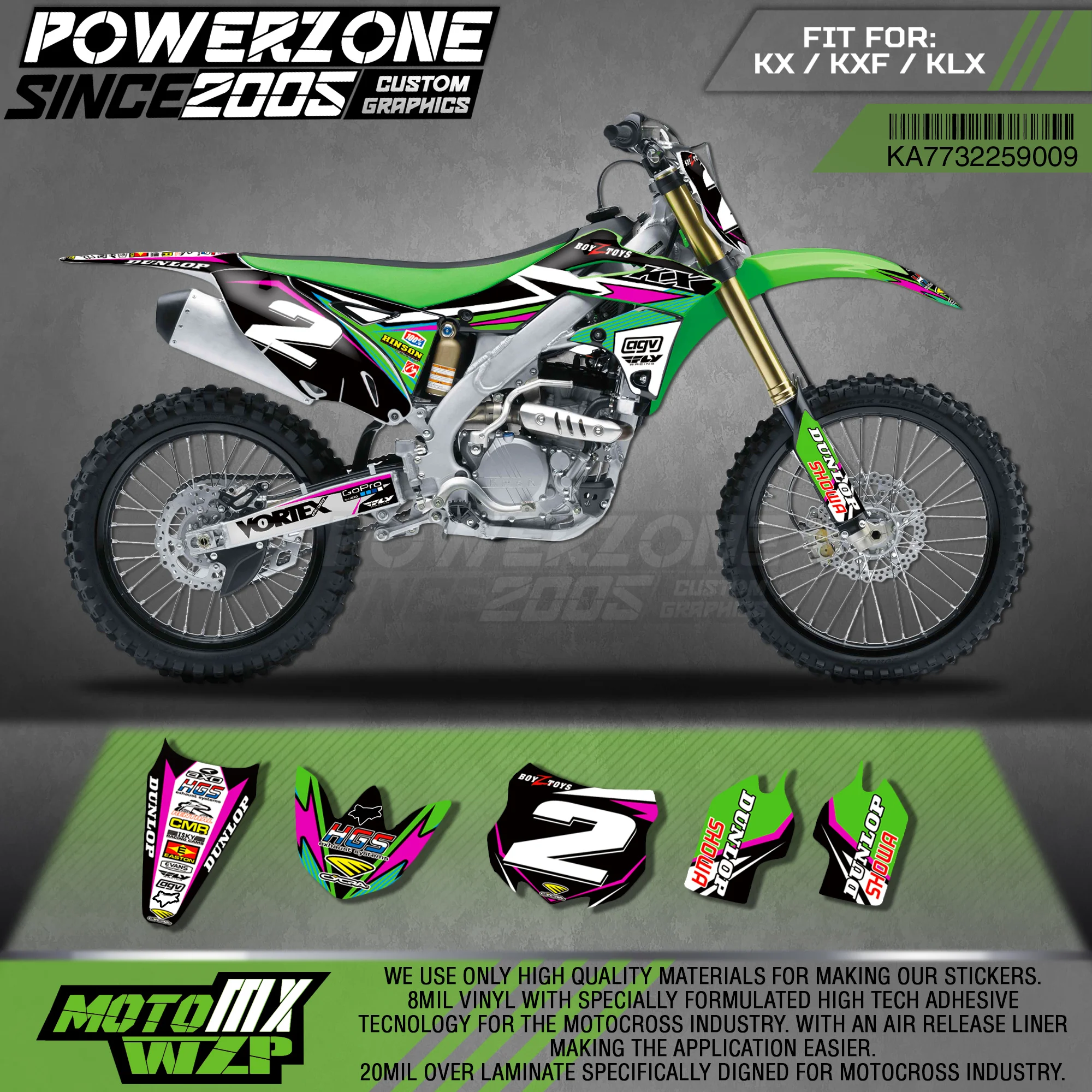 Персонализированные графические наклейки PowerZone Team 3M Набор наклеек для Kawasaki